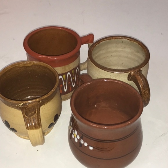 TONALA 4 Pottery Hand Made Mugs Related Style Vintage 2 Redware 1… - Picture 6 of 16